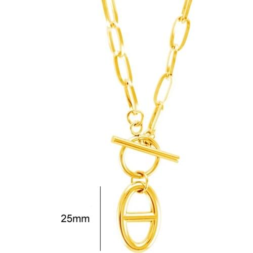 Women TRENDY Jewelry Pig Snout Toggle Necklace Stainless Steel Choker Necklace Farando collares de moda Boho joli Collier gift