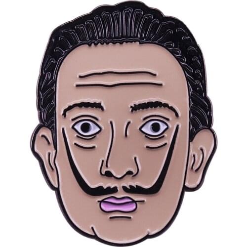Salvador Dali Spanish Surrealist Painter Brooch Pins Enamel Metal Badges Lapel Pin Brooches Jackets Fashion Jewelry Accessories