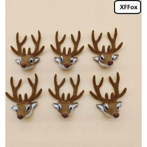 10 pieces s lot simulation deer head models plastic&furs deer head doll home decoration gift about 7x4cm xf2287