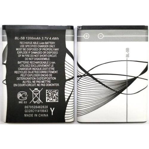 New BL5B BL 5B BL-5B 1200mAh Battery For Nokia 3230 3220 5140 5300 5320 6120C 7360 5070 Phone Recharge Battery