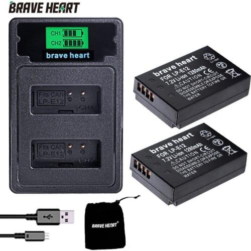 2X LP-E12 LPE12 LP E12 Camera Battery Bateria Batterie AKKU +DUAL type-c Charger For Canon M 100D Kiss X7 Rebel SL1 EOS M10 DSLR