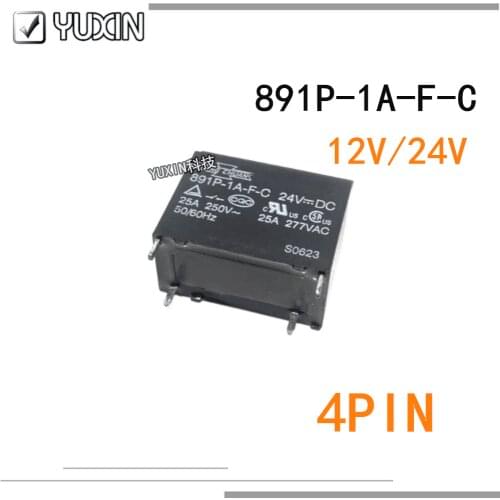 5PCS/LOT 100%Original&New Relay 891P-1A-F-C-12VDC 891P-1A-F-C-24VDC 891P-1A-F-C 891P 1A F C 12V 24V DC12V 4PIN 25A