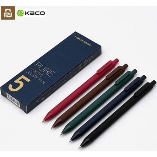 5pcs/Pack Youpin KACO 0.5mm Sign Pen Signing Pen Smooth Ink Writing Durable Signing 5 Colors For Student School/Office worker