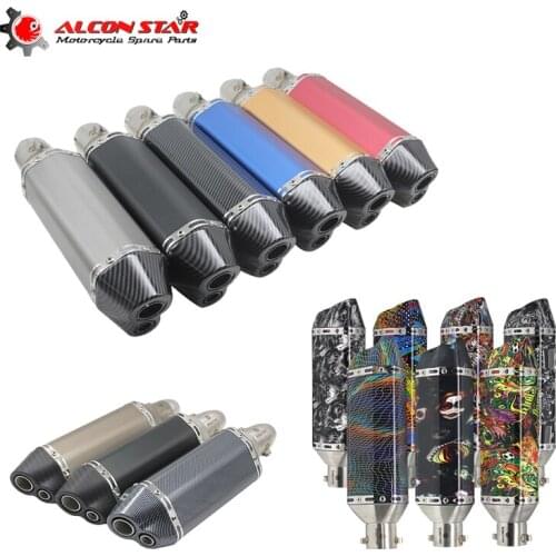 Alconstar Motorcycle Modified Two Holes AK Muffler with 35-51mm Adapter Connector For Msx125 Ducati FZ16 Z900 Slip On