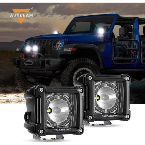 Auxbeam 3 Inch LED Square Atmosphere Work Light 6500K IP67 Waterproof Off Road ATV Spot Fog Driving Lamp with Wiring Harness