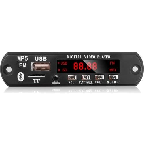Car MP3 MP5 Player Bluetooth 5.0 Car kit Video 1280x720 MP5 Decoder board music player module CVBS 5-12V FM Radio USB Audio Aux