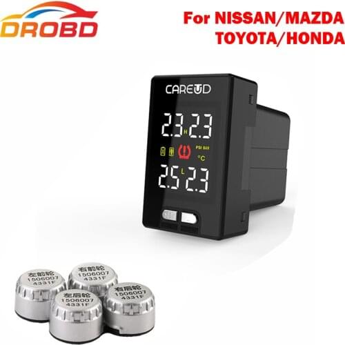 CAREUD U912 TPMS Car Tire Pressure Wireless Monitoring System 4 External Sensors and LCD Display Embedded Monitor
