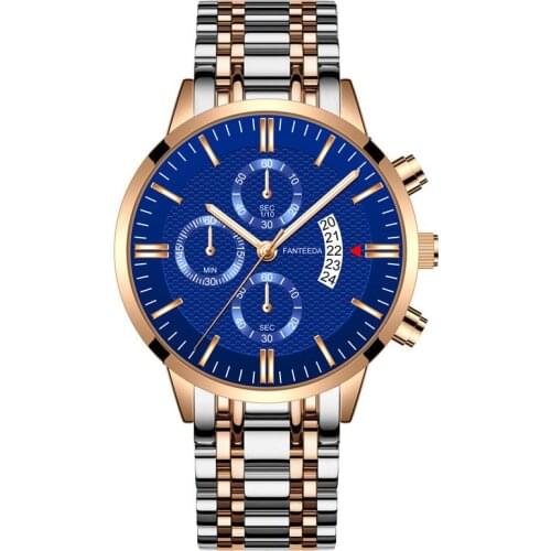 Men Watches Top Brand Luxury Stainless Steel Rose Gold Waterproof Quartz Watch Men Fashion Chronograph Male Sport Military Watch