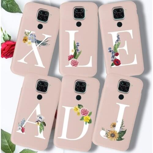 Alphabet Letter Case For Xiaomi Redmi Note 8 8T 9S 9 Pro Max 8A Mi 9T Pro Case Cover on Redmi Note 9 Pro Silicone TPU Pink