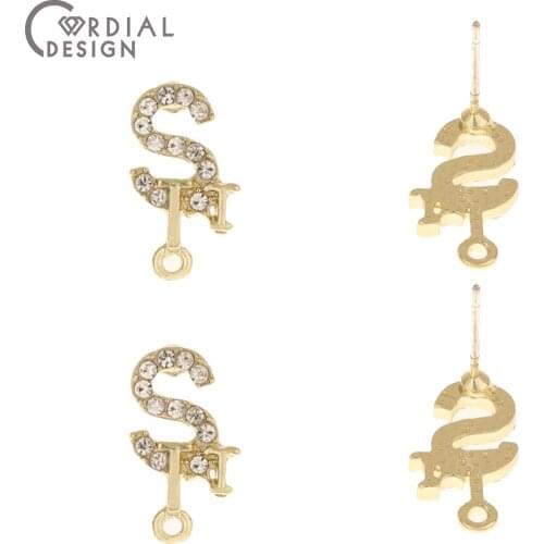 Cordial Design 100Pcs 9*16MM Jewelry Accessories/S Shape/DIY/Jewelry Findings Components/Hand Made/Rhinestone Earrings Stud