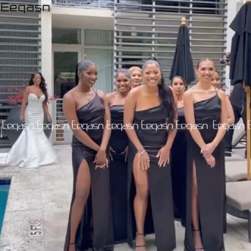 Cheap Bridesmaid Dresses 2021 Mermaid Side Slit Long Party Dresses For Women Wedding Guest Dress Plus Size Vestidos