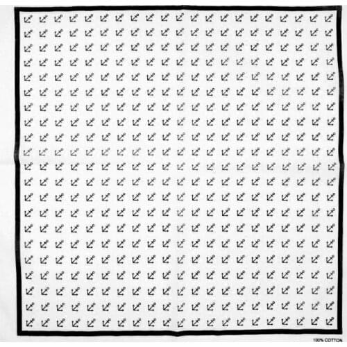 100% Cotton White fish hook printing Punk Hip-hop Headwear Hair Neck Wrist Wrap Band Neckerchief Square Headtie For Men 55*55cm