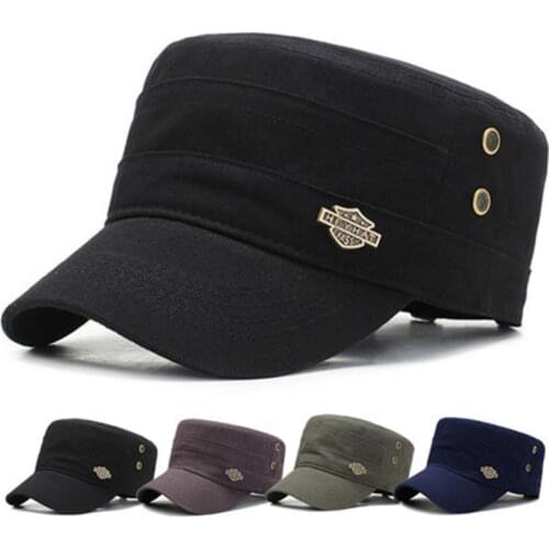 2020 selling Men Military Cap Summer Autumn Casual Cadet Hat Washed Cotton Flat Top gorras Female Vintage Army casquette Bone
