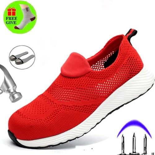 Summer Breathable Labor Insurance Shoes Lightweight Steel Toe Cap Safety Shoes Anti-smashing Anti Puncture Work Boots Insulation