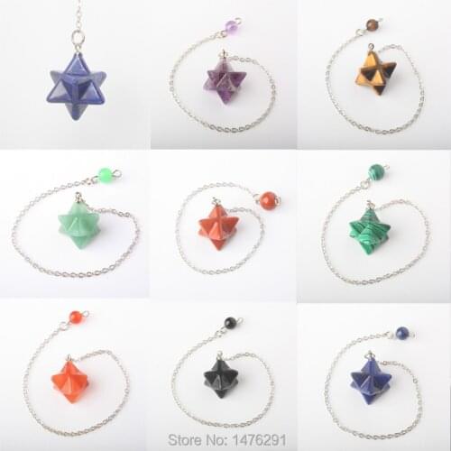 NEW 16x16MM Rose Pink Quartz Aventurine Carnelian Goldstone Amethysts Tiger Eye Opal Briolette Pendulum Pendant With Chain 1PCS