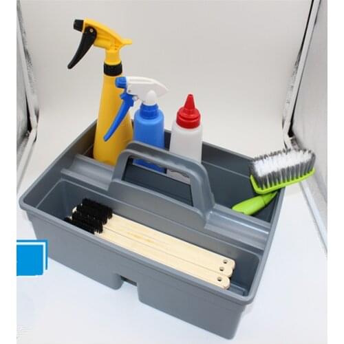 Multifuction Plastic Car Cleaning Tool Caddy Garden Toolbox Household Tools Carry Case PP Storage Rectangle Tool Holder Grey