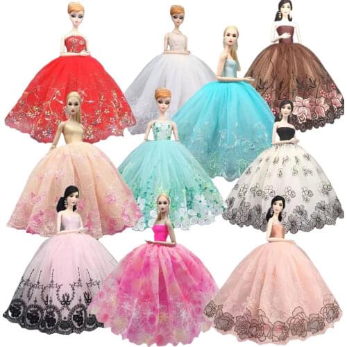 1:6 Floral Multi Layer Lace Elegant Wedding Dress for Barbie Doll Clothes Outfit 1/6 BJD Dollhouse Accessories Princess Gown Toy