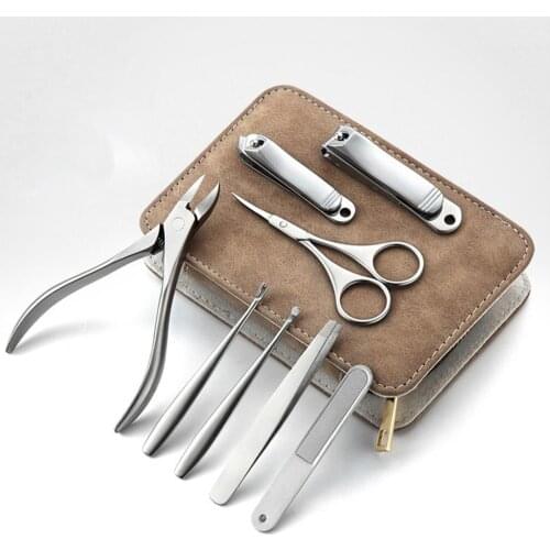 Professional Manicure Kit 8PCS Stainless Steel Nail Clippers Set Pedicure Set Nail Grooming Kit Travel Nail Tool For Women &