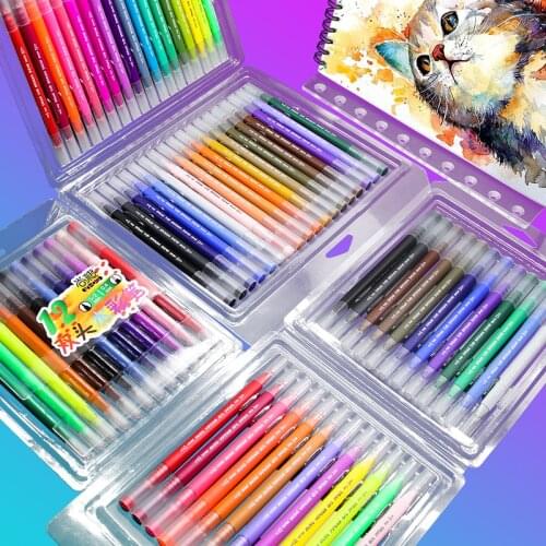 12-36 Color Art Pen Set Fine Tip and Flexible Brush Pen Tip Water Based Markers for Adult Coloring Calligraphy