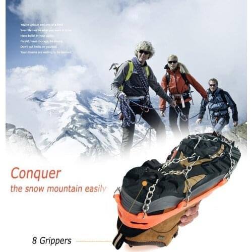Anti Slip 8-teeth Ice Snow Shoes Spike Grip Boots Chain Crampons Grippers Crampons Non-slip Safe Shoe Cover Climbing Hiking