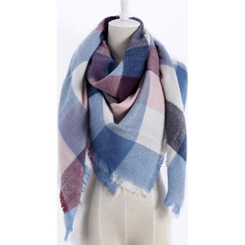 New color plaid Scarves Winter Fashion Womans Oversized Cashmere Shawl Wrapped in Warm Blankets Square Scarf For women