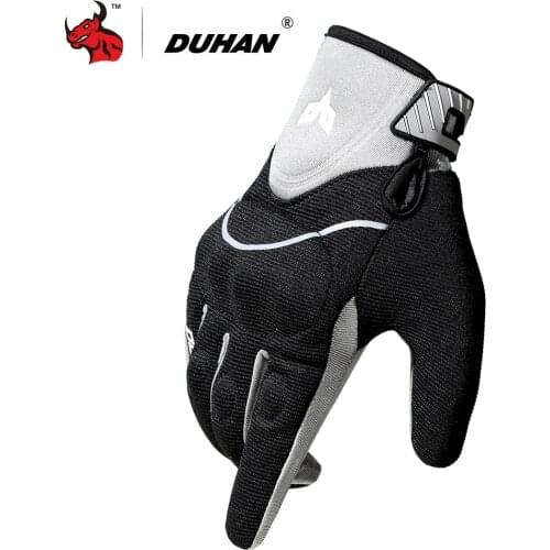 DUHAN Motorcycle Gloves Touch Screen Moto Motocross Gloves Men Summer Breathable Motorbike Riding Racing Gloves Guantes Gray