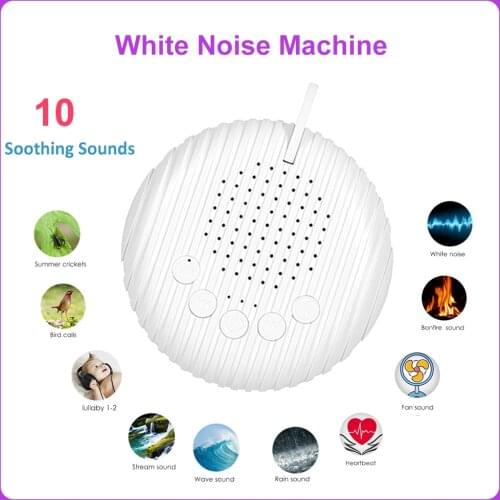 White Noise Sound Machine Portable Baby Sleep Machine 10 Soothing Sounds Volume Adjustable Built-in Rechargeable Battery USB