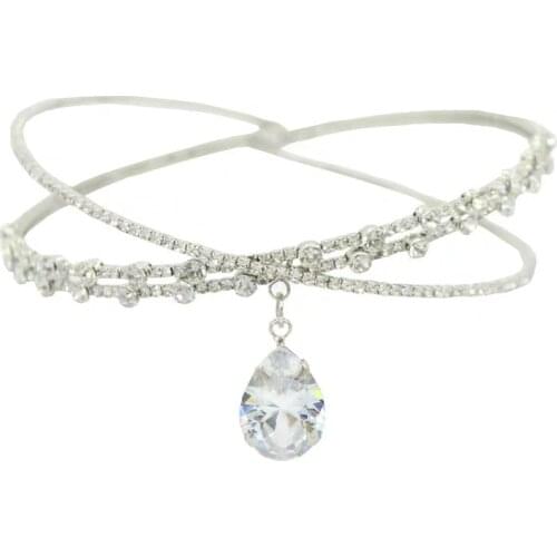 Raza Simple And Personalized Design Can Issue Card Rhinestone Neck Ring Choker Luxury Drop-Shaped Pendant Necklace neckla