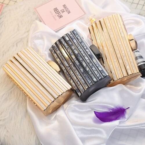 Geometric Acrylic Women Evening Bags Luxury Fine Marbling Pattern Clutches Shoulder Bag Female Dinner Party Chain Handbag Purses