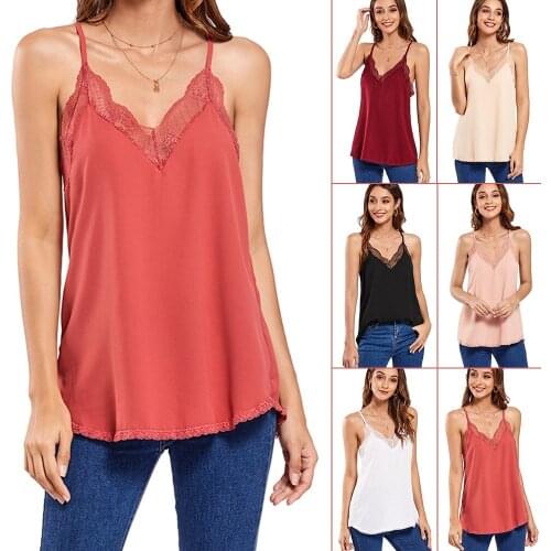 Sling bottoming vest womens summer inside and outside wear loose European and American V-neck lace ice silk camisole top 2021