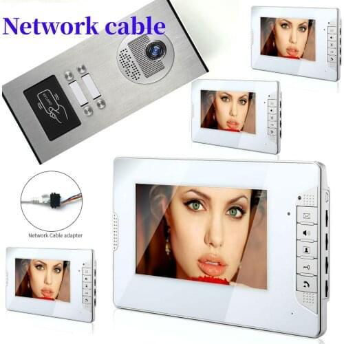 Video Call With Monitor for Door Video Door Entry System for Home Video Intercom for 2/3/4 Apartments 7 inchs Home Intercom