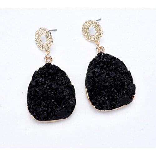 Boho Big Irregular Resin Drop Quartz Crystal Drop Earring Fashion Dangle Earring Earrings For Women Indian Big Large Earings