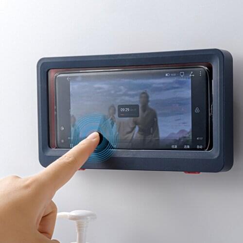 Bathroom Phone Case Touch Screen Waterproof Bathing Mobile Phone Case Anti-fog Wall Hanging Phone Holder Storage Box