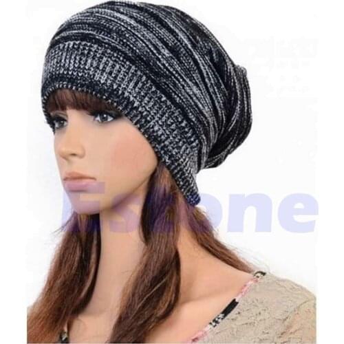 Unisex Women Men Knit Baggy Beanie Beret Winter Warm Oversized Ski Cap Hat
