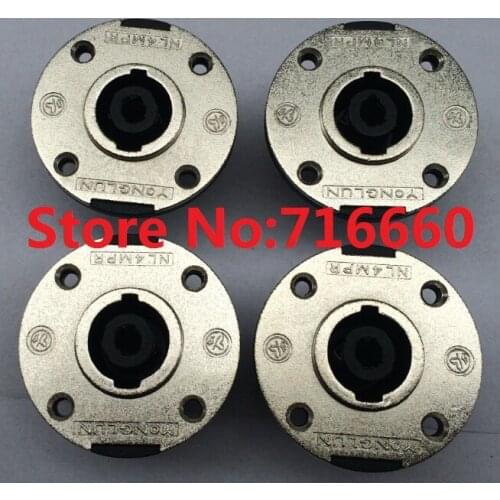 10pcs/lot 4 pole Metal chassis connector,4pin speakon,Round Type 4 Pin Female Panel-Mount Speaker Connector with Metal Flange