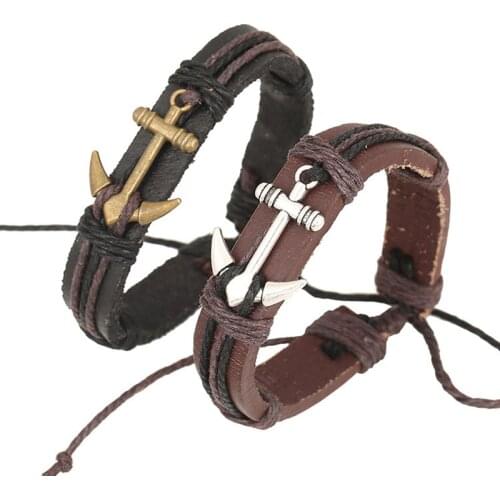 CHENFAN 2020 new arrivals in store European and American new leather bracelet jewelry anchor alloy leather bracelet for men gift