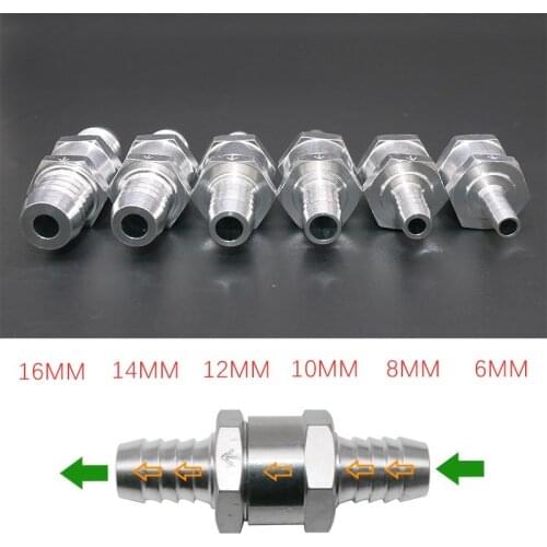 1Pcs Check Valve Aluminum Alloy Fuel One Way For Cars And Ships Suitable For Carburetor 6/8/10/12/14/16MM