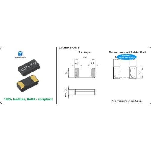 10pcs 100% orginal new 3215 32.768K 32.768KHZ MICRO passive crystal 2 feet 7PF 20ppm CC7V-T1A