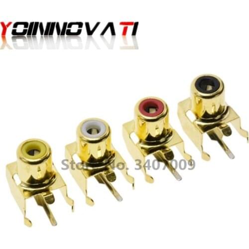 10PCS Gold plating PCB Lotus AV Audio Video Connecctors Jacks Soldering Type RCA Female Audio Socket