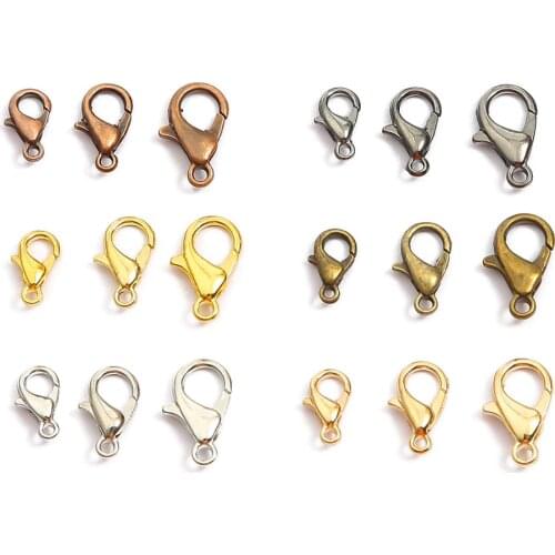 10pcs Alloy Lobster Clasp Hooks End Connectors For Bracelet Necklace Chain DIY Jewelry Findings 10/12/14/16/18/21mm