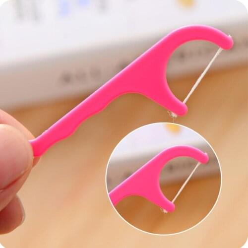 25pcs/set Plastic Dental Toothpick Cotton Floss Toothpick Stick Oral Health Accessories Opp Bag Pack