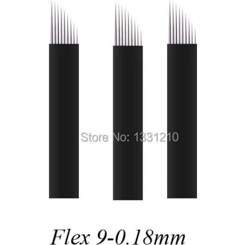 500 Pcs Lâminas Para Tebori Microblading 9 Pontas Flex 0.18mm Lâminas Microblading Líder Nano flex For Tobori Pen
