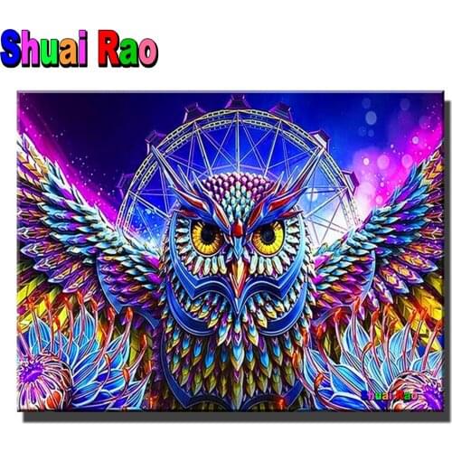 Diamond Painting Owl Pictures Of Rhinestones Full Square Round Diamond Embroidery Fantasy Animal Cross Stitch Art DIY Home Decor