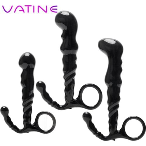 VATINE Anal Plug with Pull Ring Adult Products Prostate Massager Butt Plug Crystal Jewelry Sex Toys for Men Women S/M/L