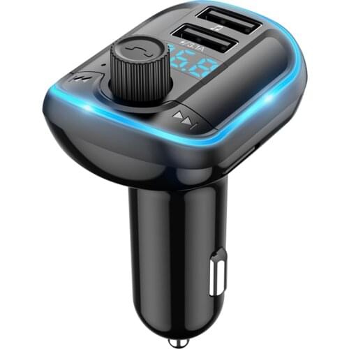 Bluetooth 5.0 Dual USB Charger Car FM Transmitter TF Card/U Disk with LED Screen Wireless Radio Transmitter MP3 Music Player