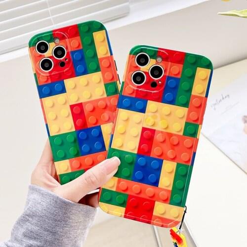 Color Blocks Phone Cases For Iphone 11 12 Pro Max Case Funda Iphones Xr X Xs 7 8 Plus Full Back Cover Phones Accessories