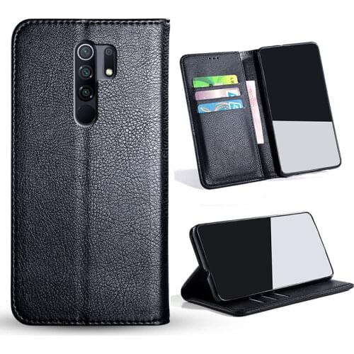 Case For Xiaomi Redmi 9 coque Simple PU Leather No Magnet Retro Flip Wallet Cover For Redmi 9 Case funda