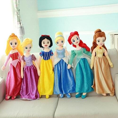 Disney 55/65cm Sleeping Beauty Snow White Mermaid Bell Princess Cinderella Kawaii Plush Toy Doll Toys For Children Girl Gifts