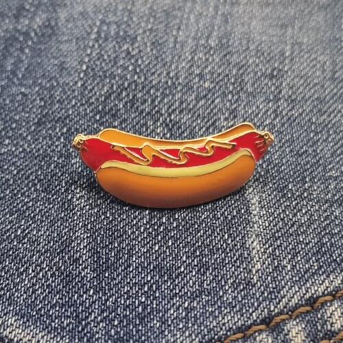 Enamel Pin Cute Hot Dog Brooch Clothes Backpack Lapel Pin Clothes Metal ​Badge Jewelry Gift For Kids/Friends