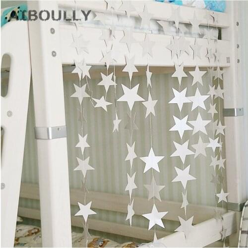 4M Colorful Star Bunting Hanging Paper Star Garlands String Chain Banner wedding birthday Party DIY Ornaments Curtain Decor